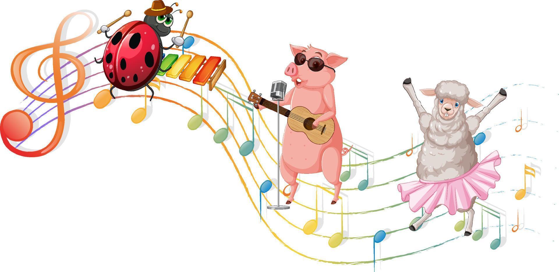 Cartoon animals music band vector