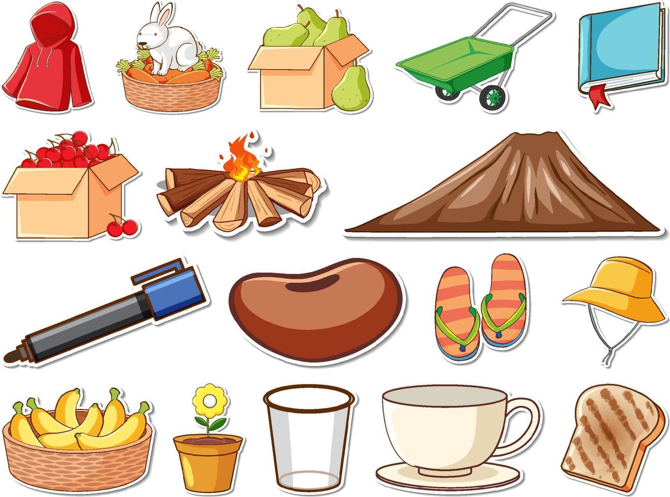 Sticker set of mixed daily objects vector