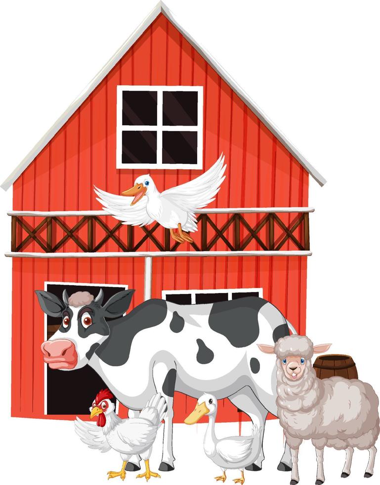 Farming theme with many animals vector