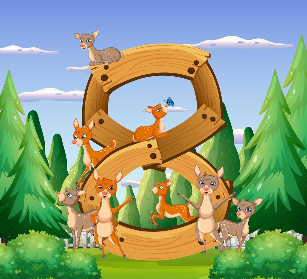 Eight deers attached to number eight vector