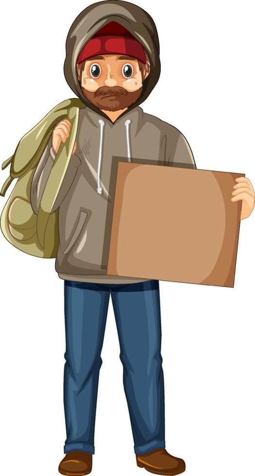 Homeless man cartoon character vector