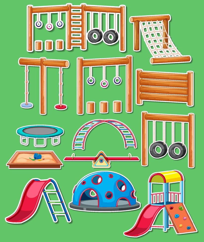 Sticker pack of playground objects vector