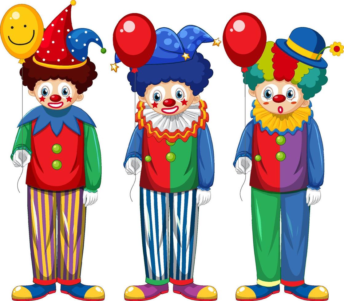 Set of clown cartoon character vector