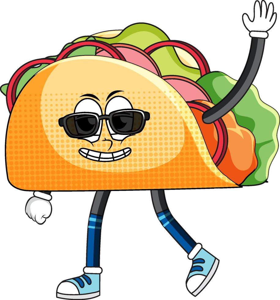 A taco cartoon character on white background vector