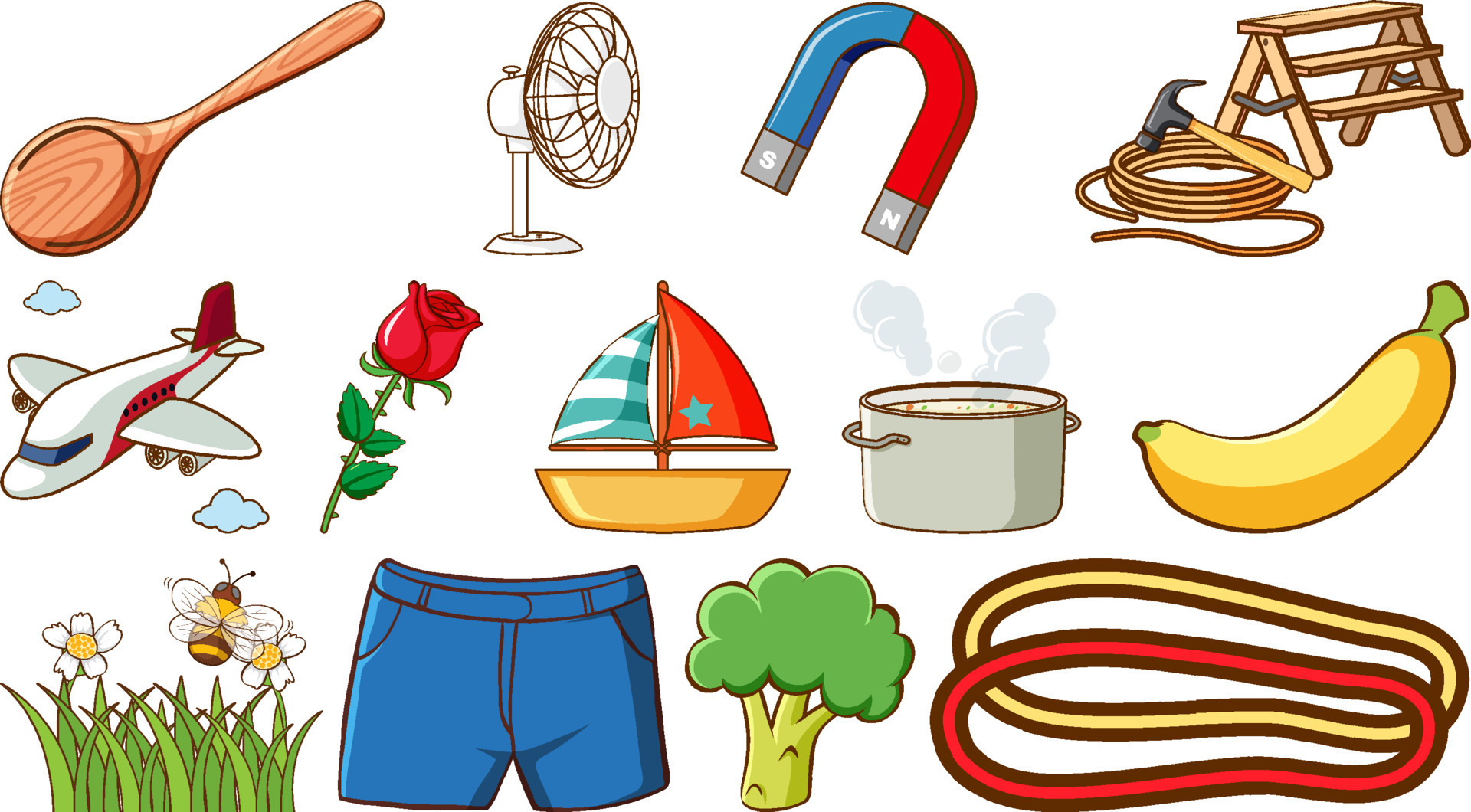 diferentes objetos sobre fondo blanco 7298385 Vector en Vecteezy