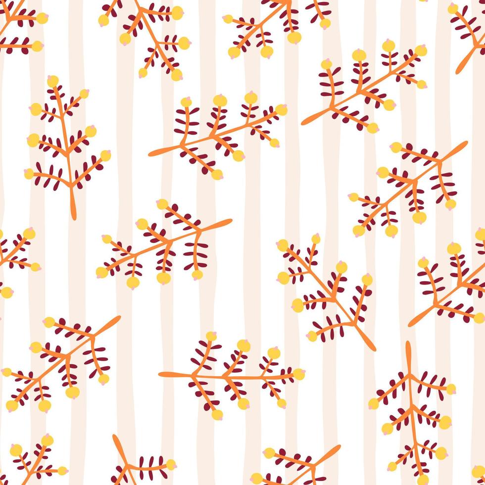 Hand drawn a sprig with berries seamless pattern. Branch with leaves and berry wallpaper. vector