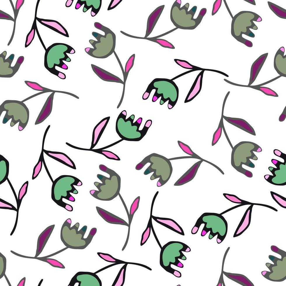 Hand drawn flower seamless pattern. Unusual floral wallpaper. vector