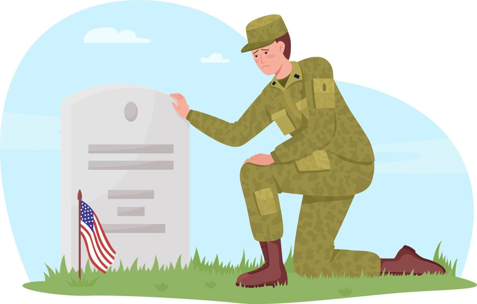Memorial day in America 2D vector isolated illustration