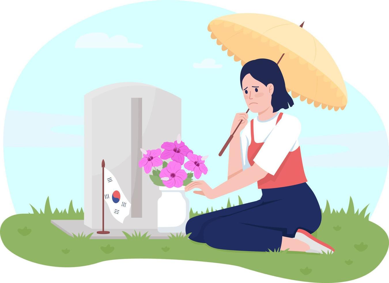 Memorial day in Korea 2D vector isolated illustration