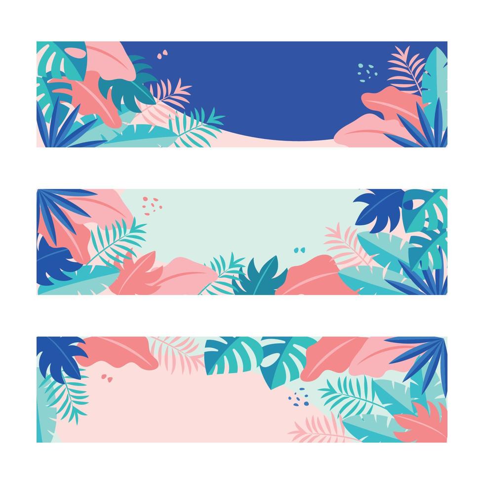 Summer Floral Horizontal Banner Template vector