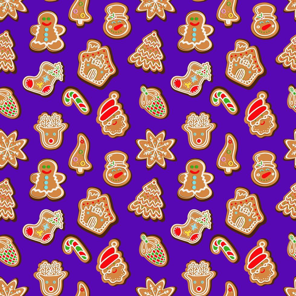 pattern of traditional gingerbread cookies. Vector illustration photo