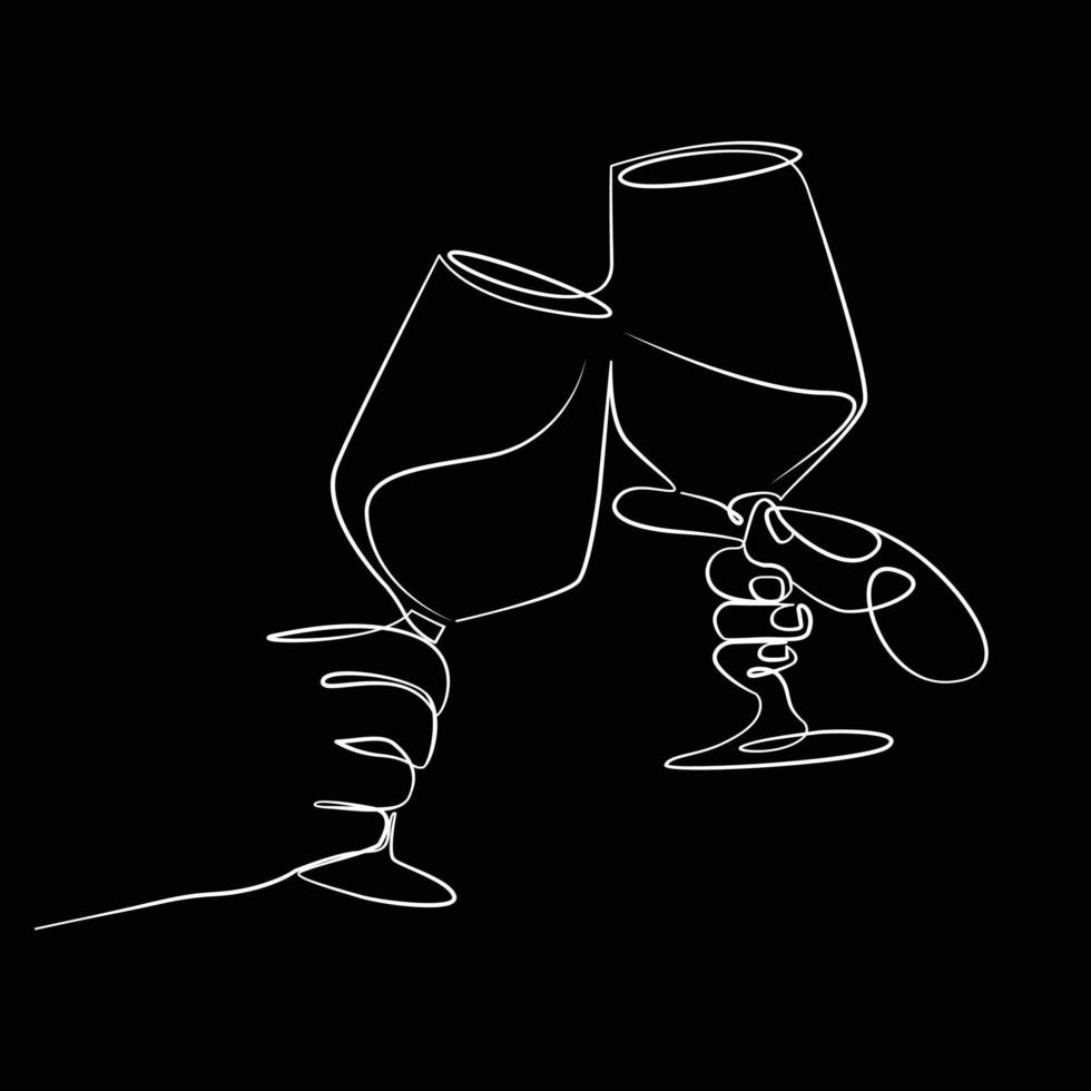 glass of wine continuous line art tattoo design logo design icon abstract art sent valentines day vector