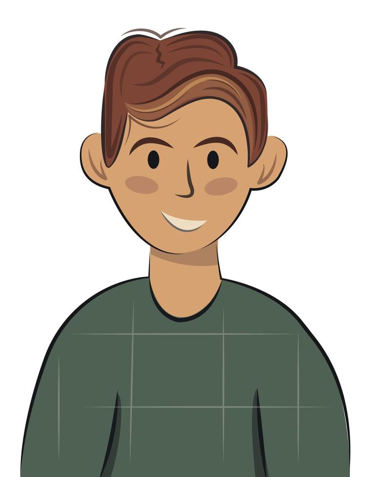 flat vector cartoon character illustration boy people icon man portrait avatar head slavic user for web sites and applications stock design white skin brown hair