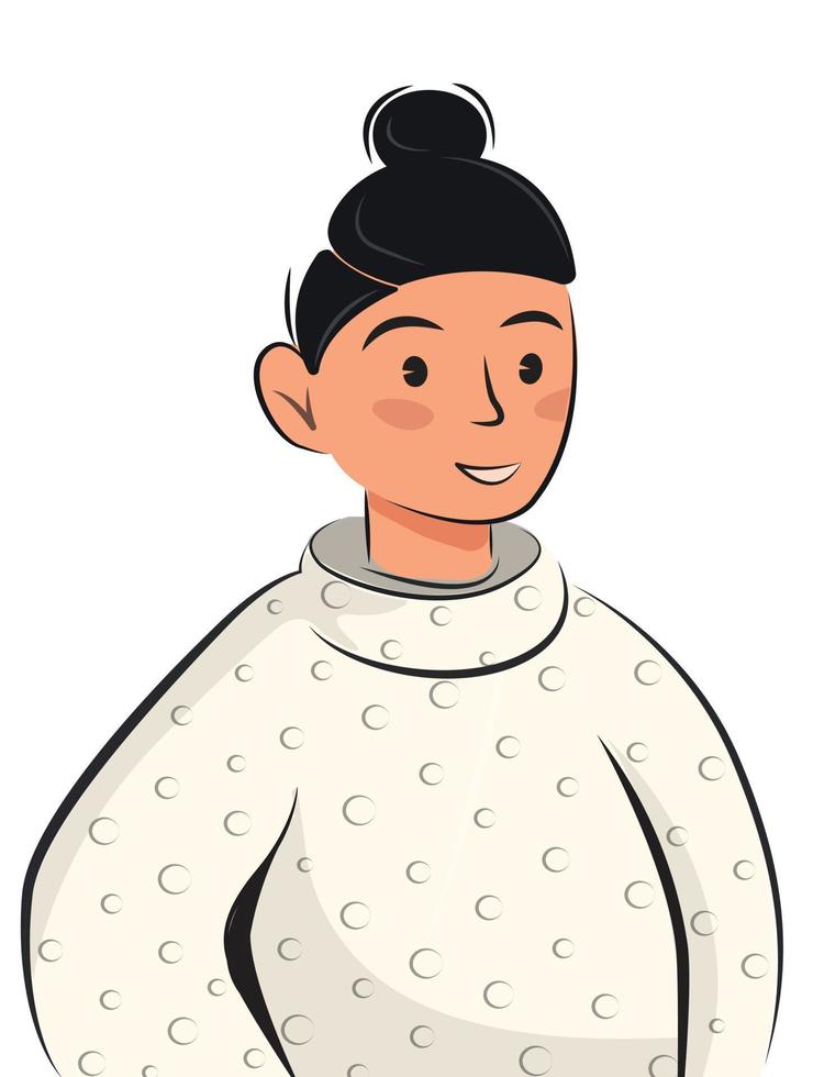 aislado en blanco vector plano ilustración de personaje de dibujos animados niño gente icono hombre retrato avatar cabeza cara asiática usuario para sitios web y aplicaciones diseño de stock piel blanca cabello negro