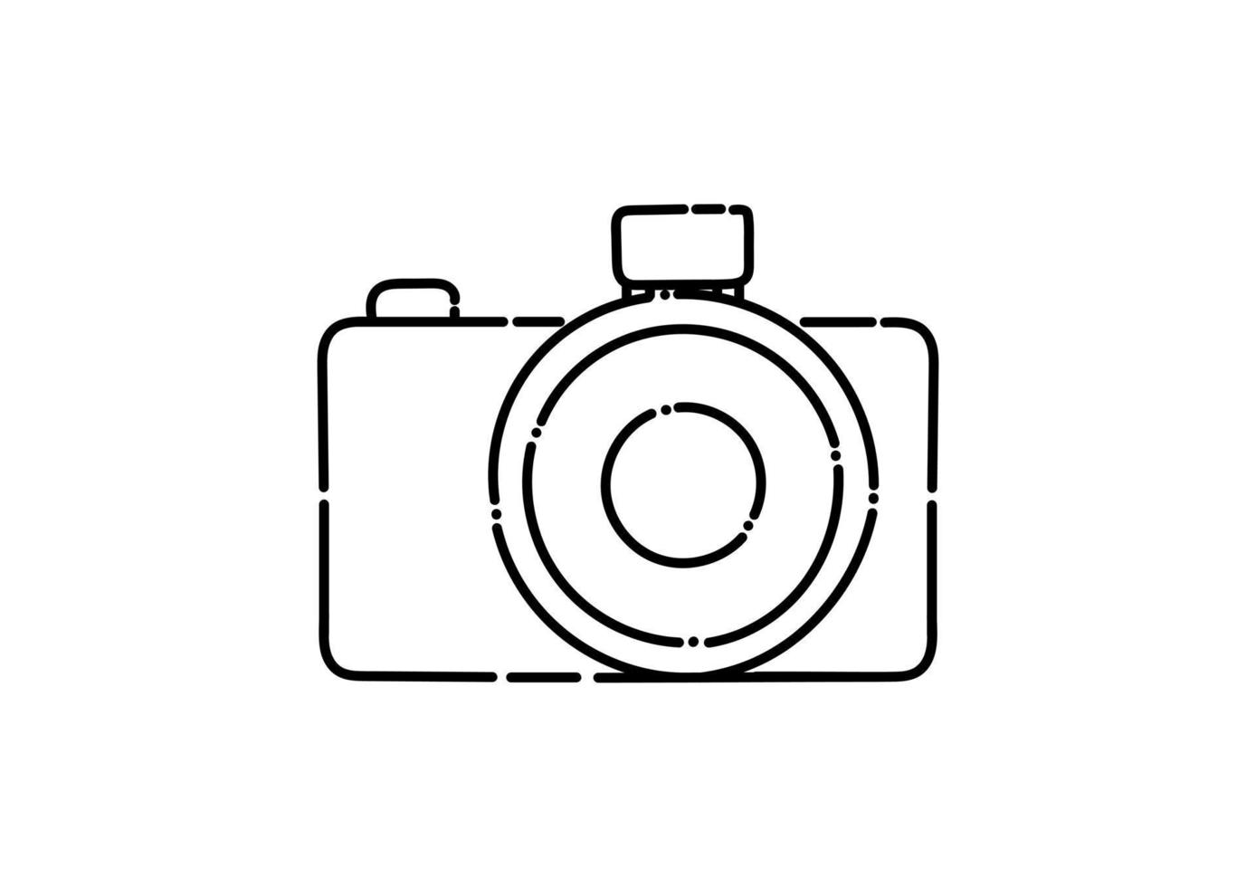 ilustración de cámara en estilo de línea punteada vector