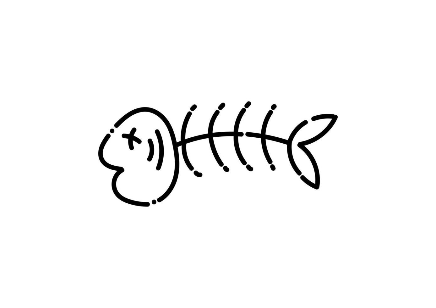 fishbone illustration in dotted line style vector