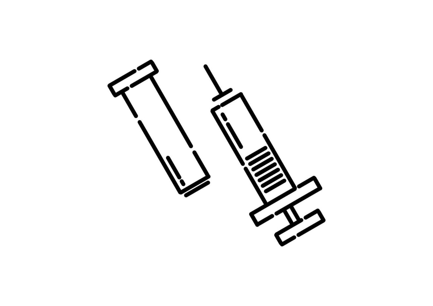 injection and vaccine illustration in dotted line style vector