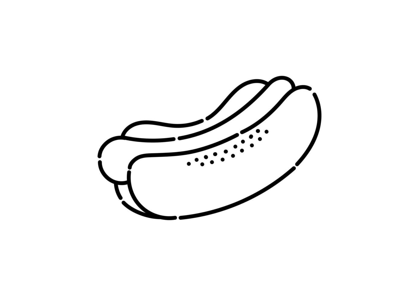 meat sandwich illustration in dotted line style vector