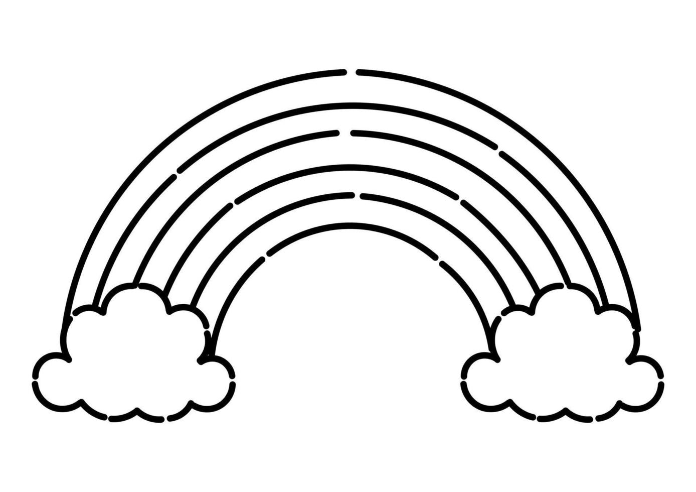 ilustración de arco iris en estilo de línea punteada vector