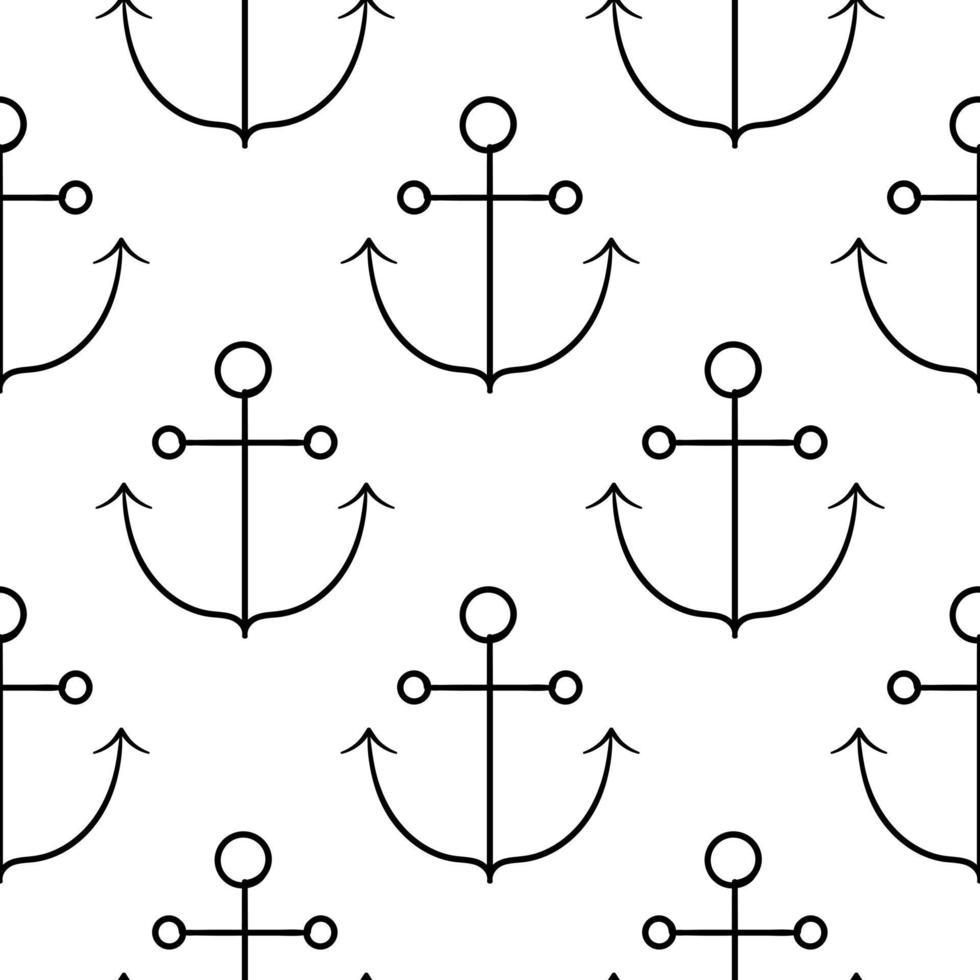 anchor hand drawn seamless pattern vector
