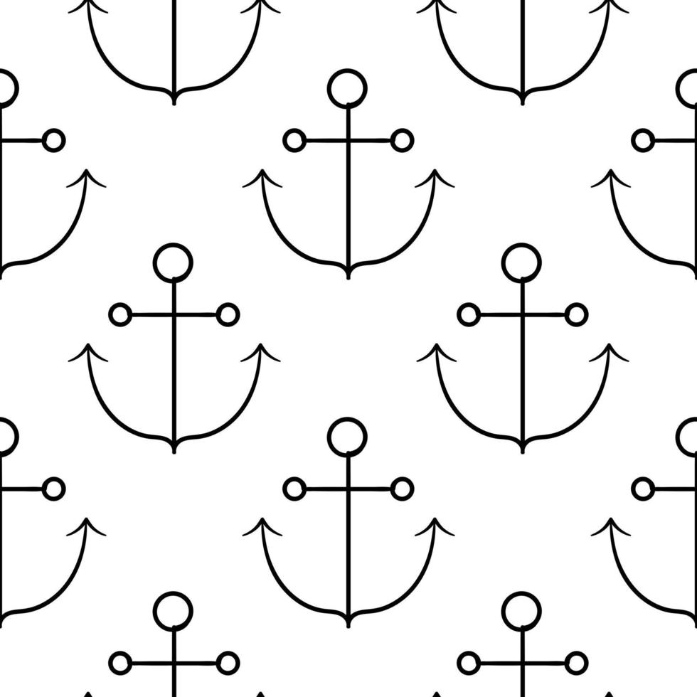 anchor hand drawn seamless pattern vector