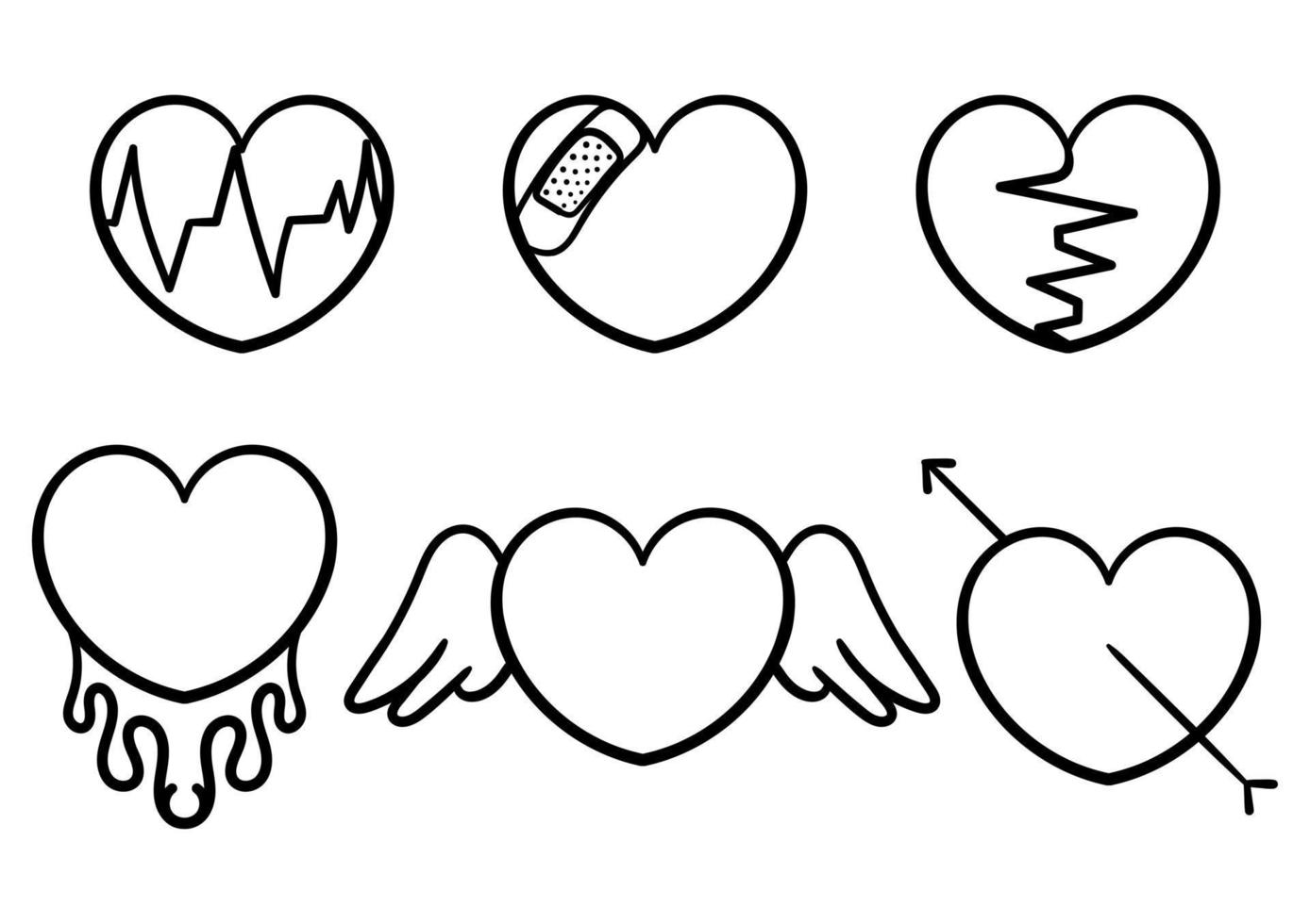 a collection of hand drawn hearts with different shapes vector