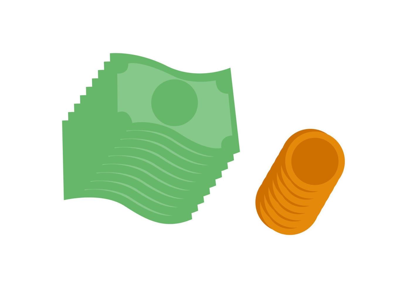 pile of banknotes and coins vector