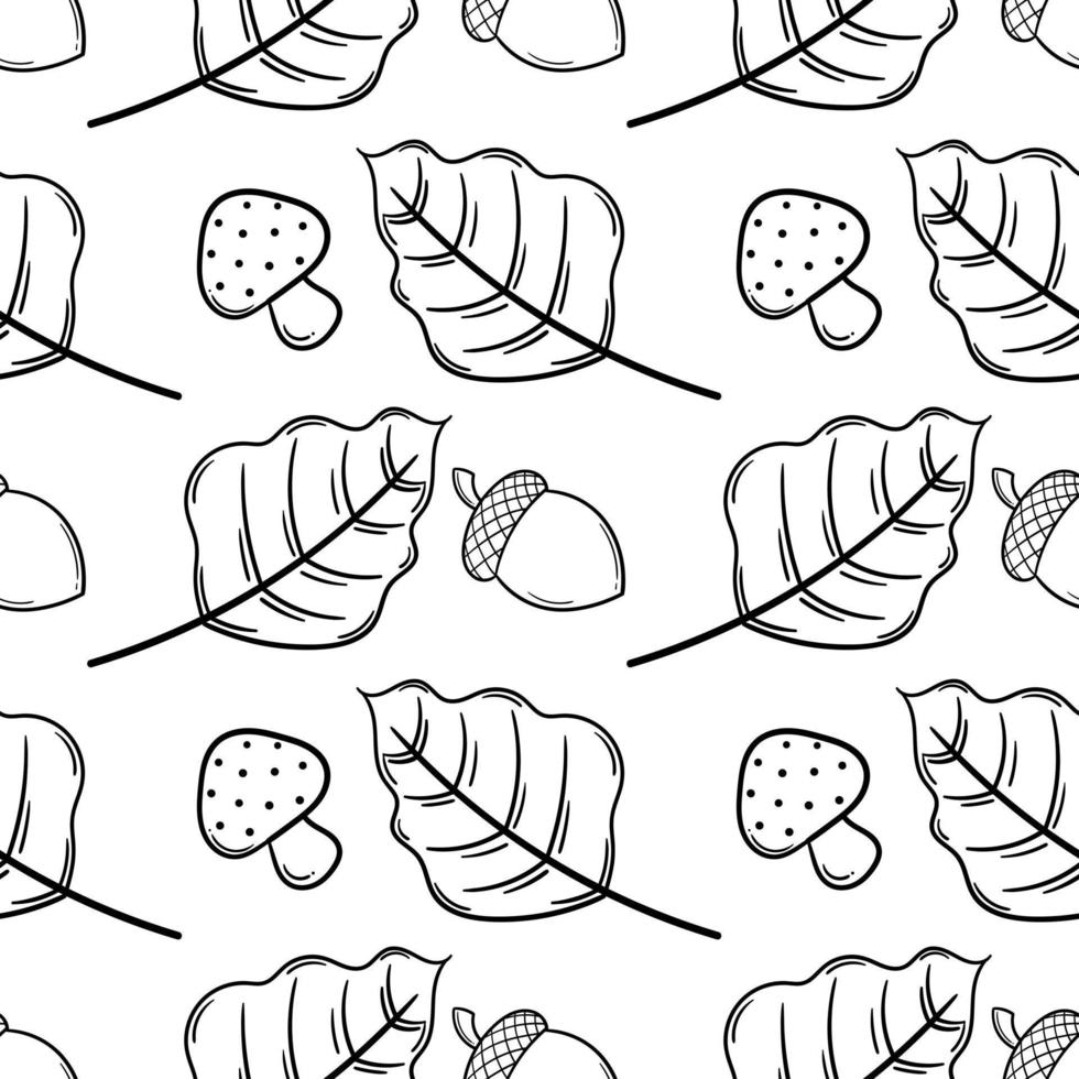 hand drawn seamless pattern on autumn theme 6 vector