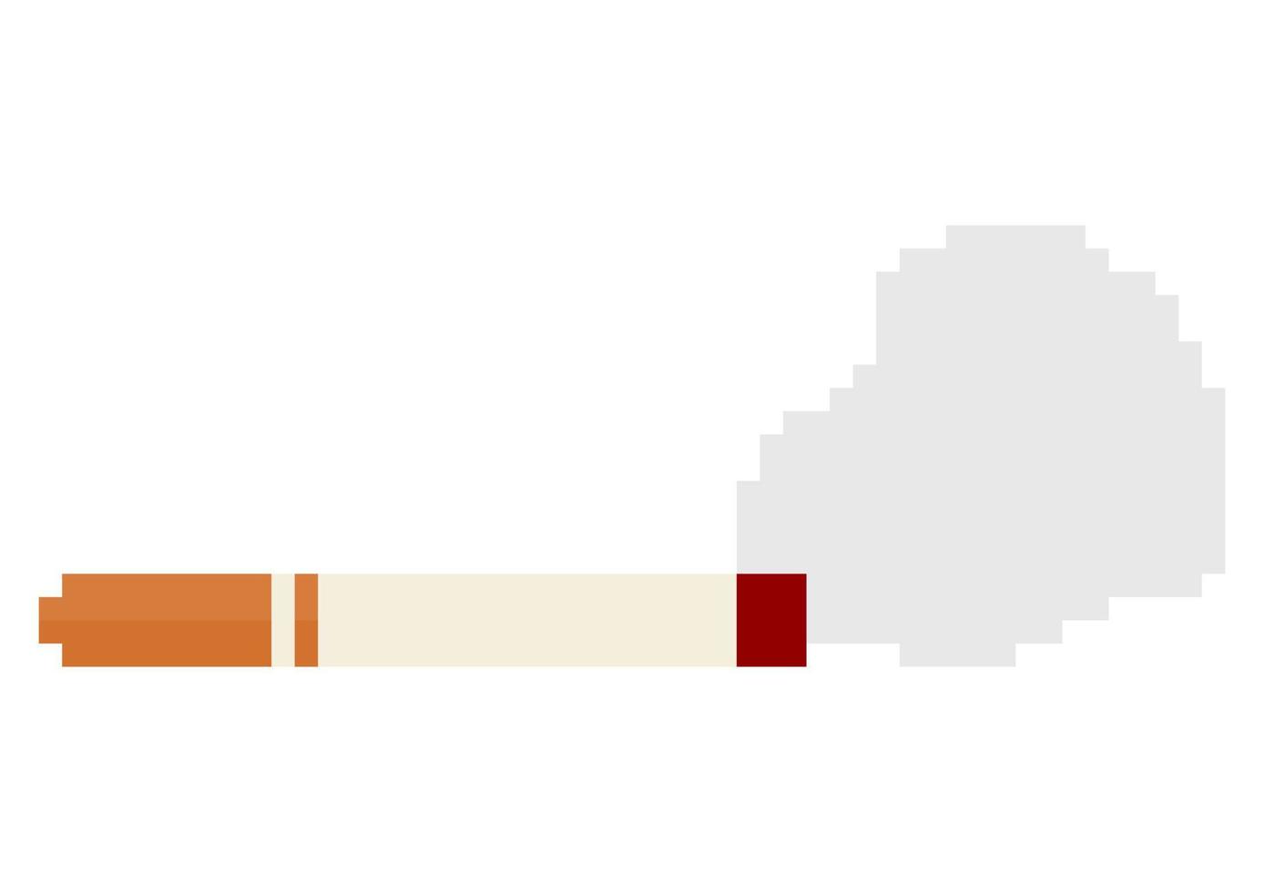 cigarette and smoke illustration in pixel style vector