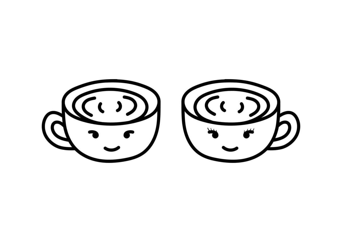 hand drawn cup of coffee with a cheerful face vector