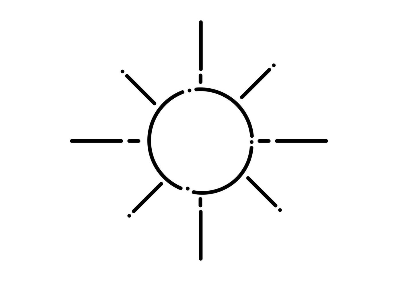 sun illustration in dotted line style vector