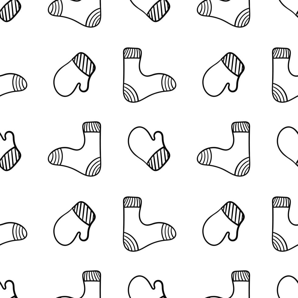 seamless pattern of hand drawn gloves and socks vector