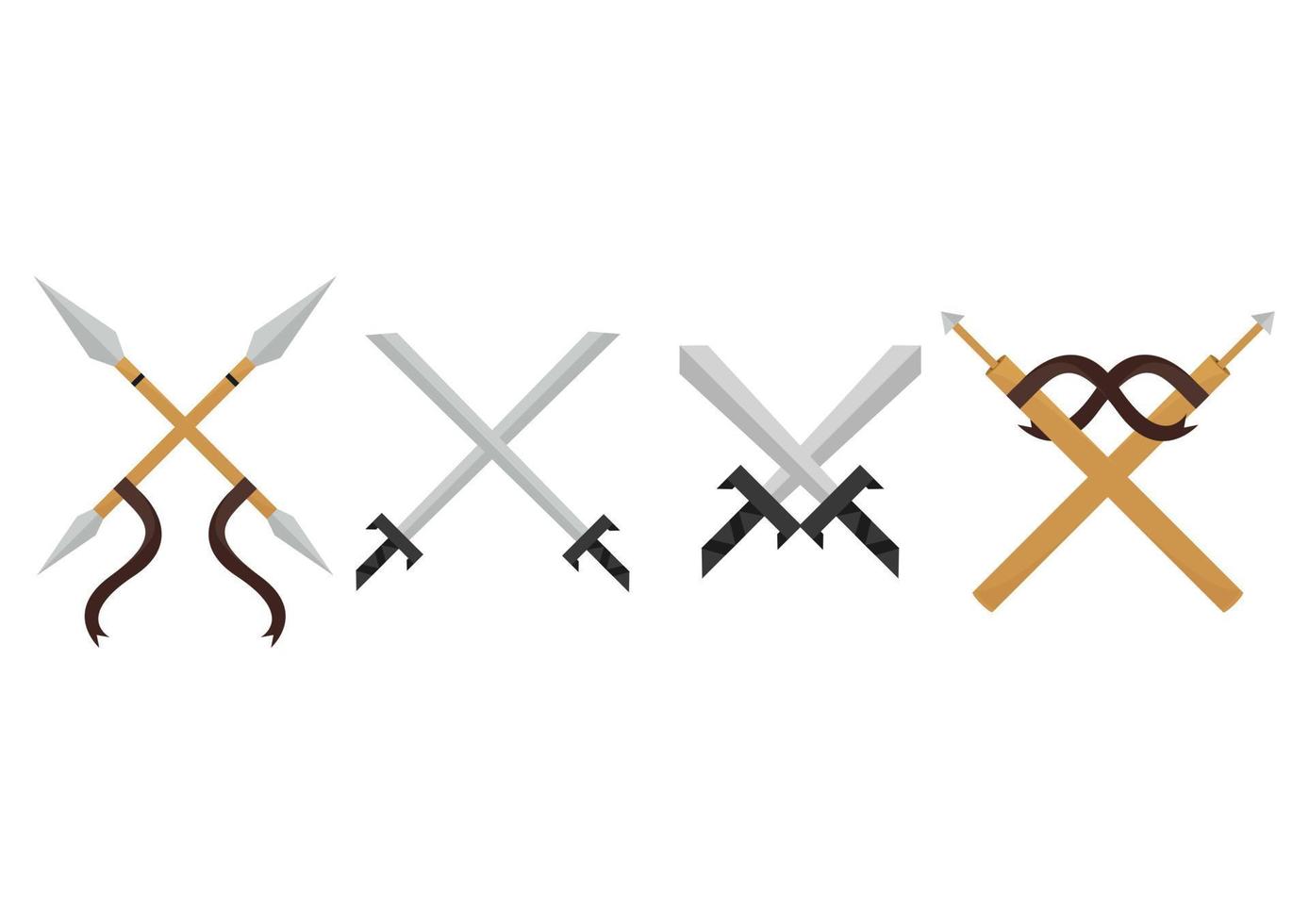 ilustración de espada, lanza y katana vector