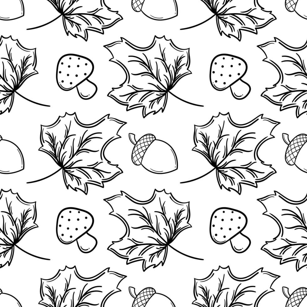 hand drawn seamless pattern on autumn theme 1 vector