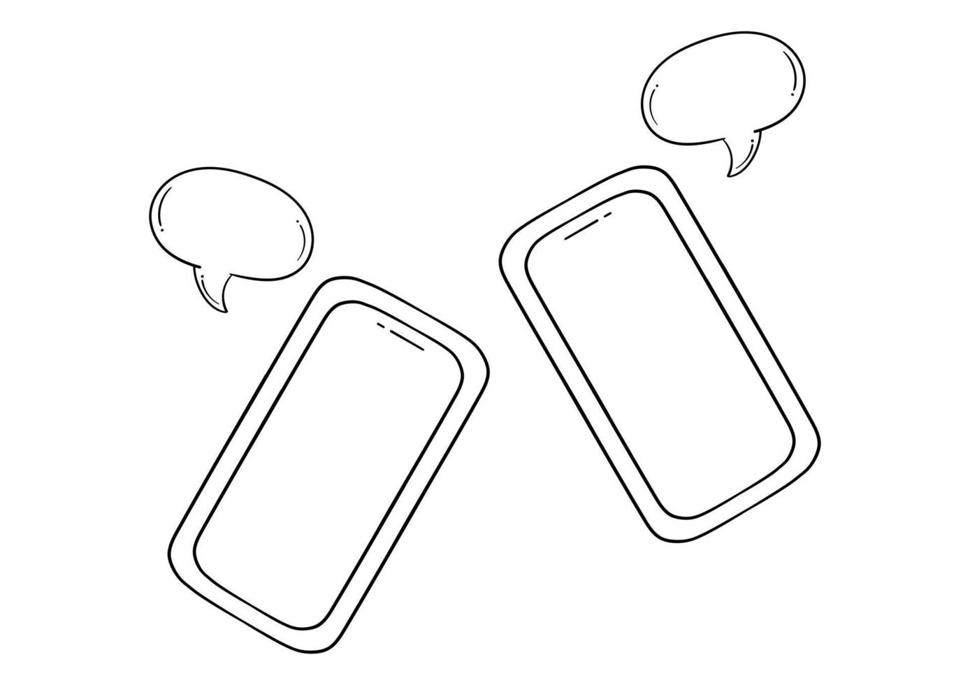 hand drawn illustration of mobile phone with text box vector