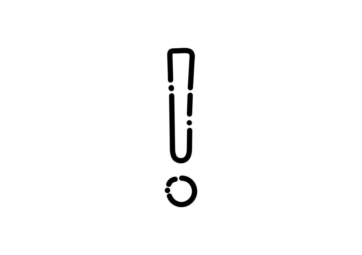 exclamation mark symbol in dotted line style vector