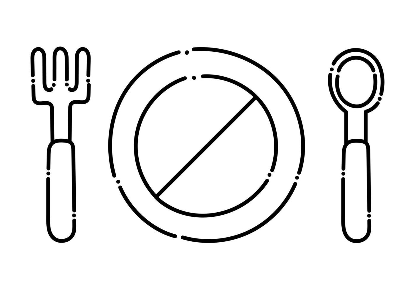 cutlery illustration in dotted line style vector