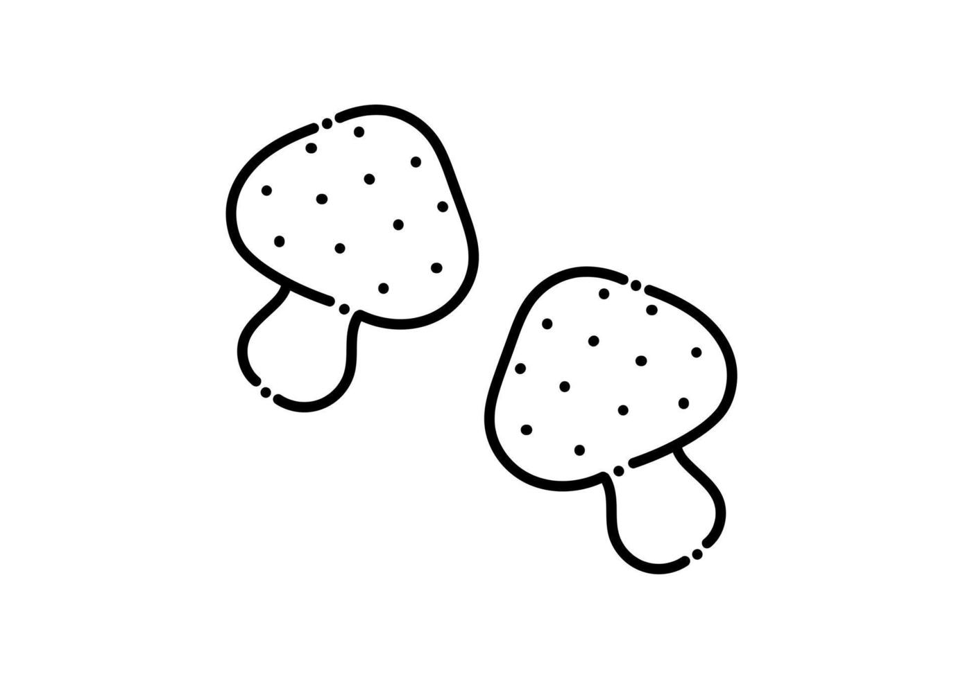 mushroom illustration in dotted line style vector