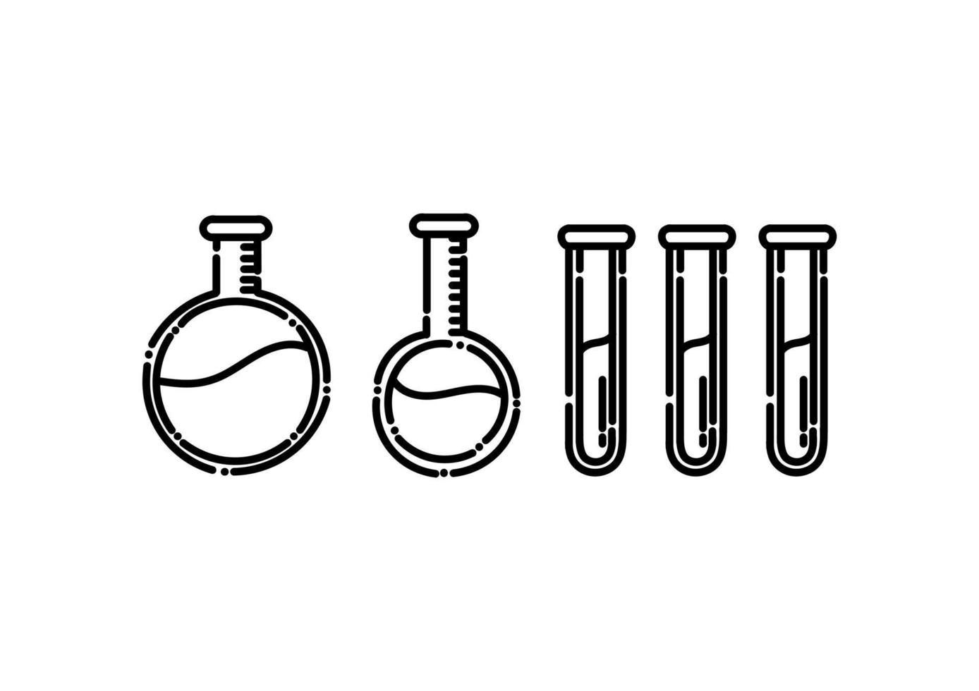 ilustración de un tubo de ensayo en estilo de línea punteada vector
