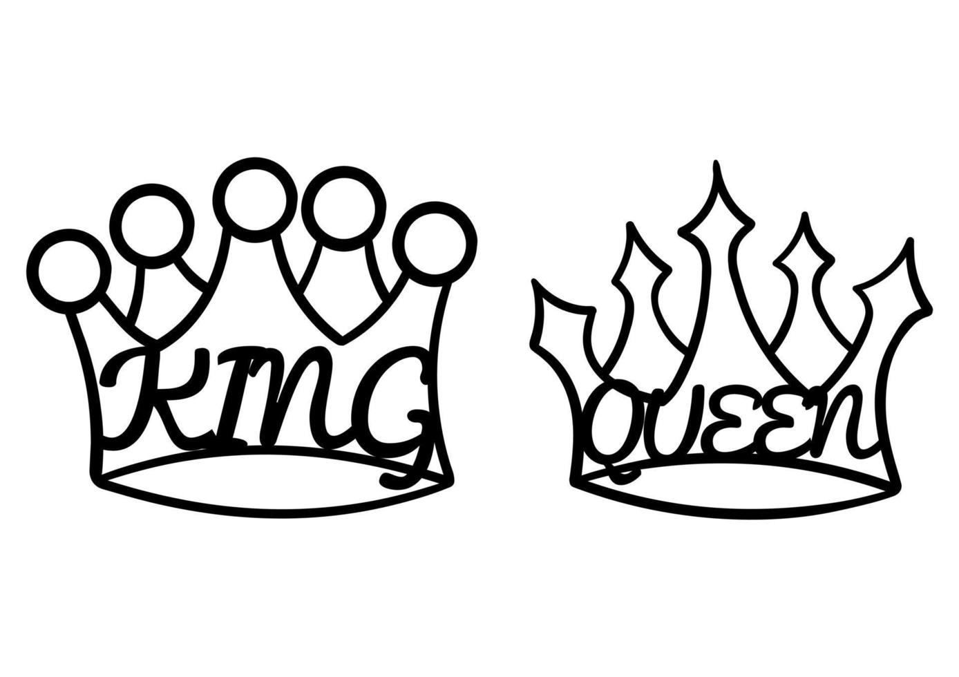ilustración dibujada a mano de coronas de reyes y reinas vector