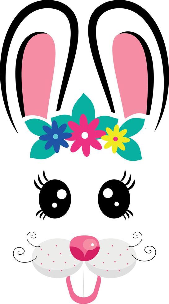 rabbit masks with pink ears and flowers vector