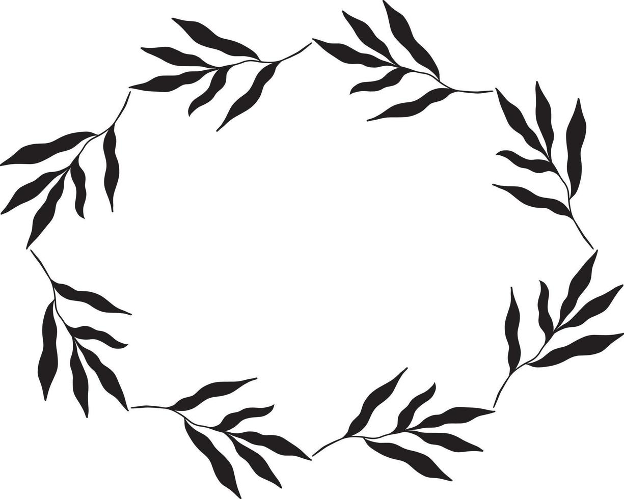 Oval botanical frame. Vector Illustration