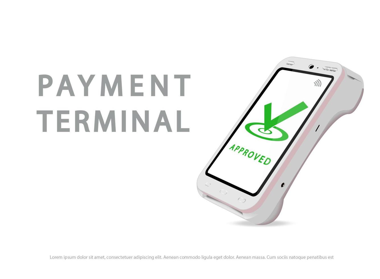 Realistic 3d touch mobile payment machine. Close-up of a POS terminal isolated on white. Bank payment contactless terminal design template, mockup. payment device. View from above vector