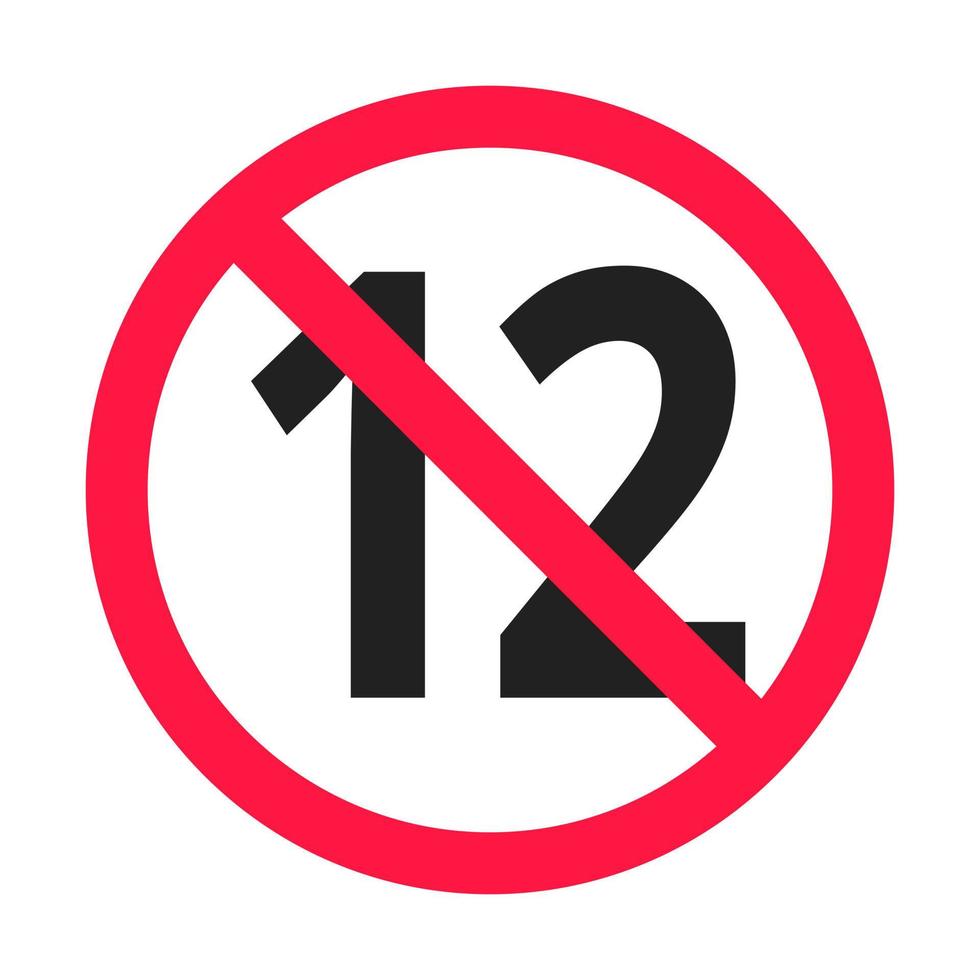más de 12 más ilustración de vector de signo de icono redondo prohibido.