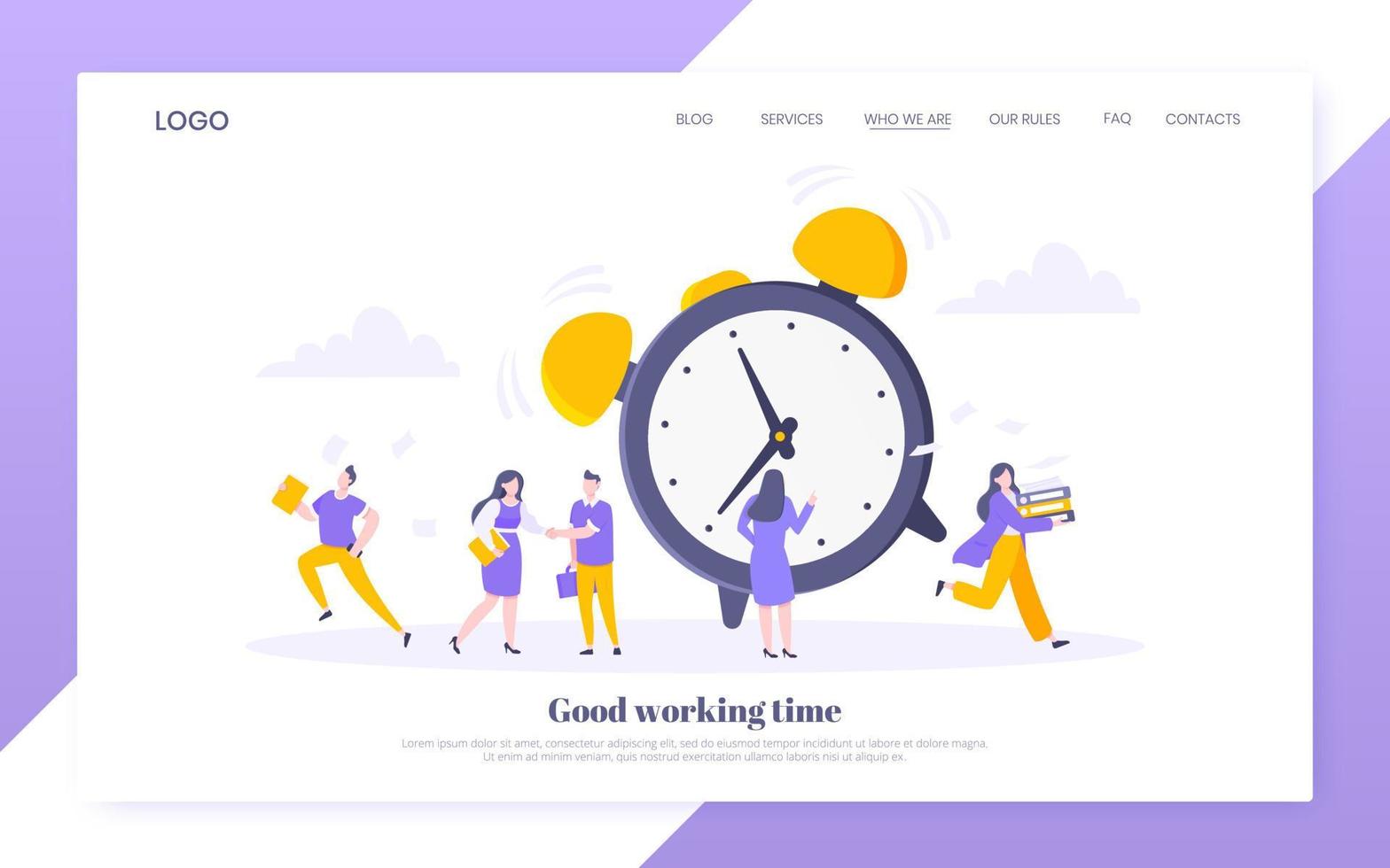 Good working time or effective time management business concept. vector