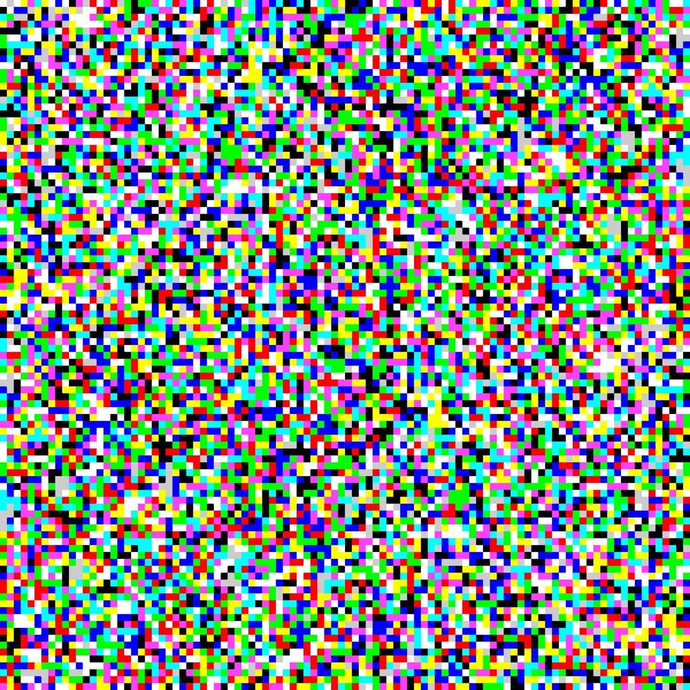 Color TV screen noise pixel glitch seamless pattern texture background vector illustration.