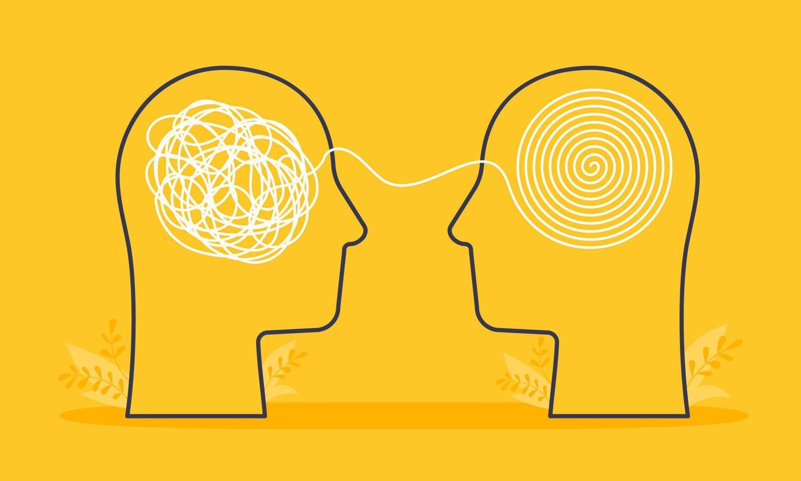 Psychologist consulting or mental problem solving brainstorm concept. vector
