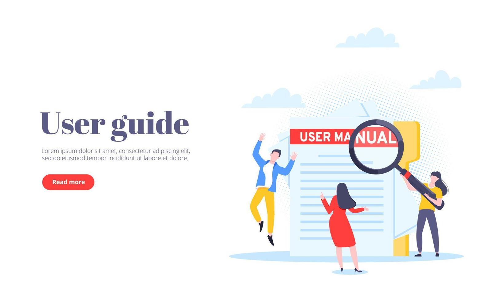 User manual guide book flat style design vector illustration.