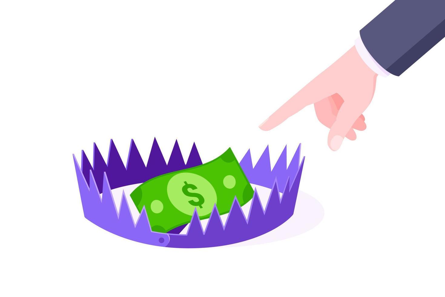 Money trap business concept flat style design vector illustration isolated on white background.