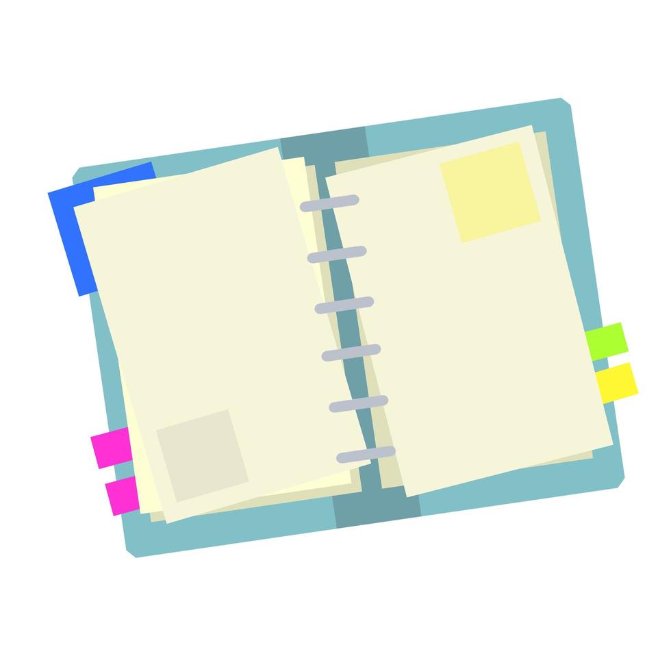 Diary for writing with stickers and details. vector